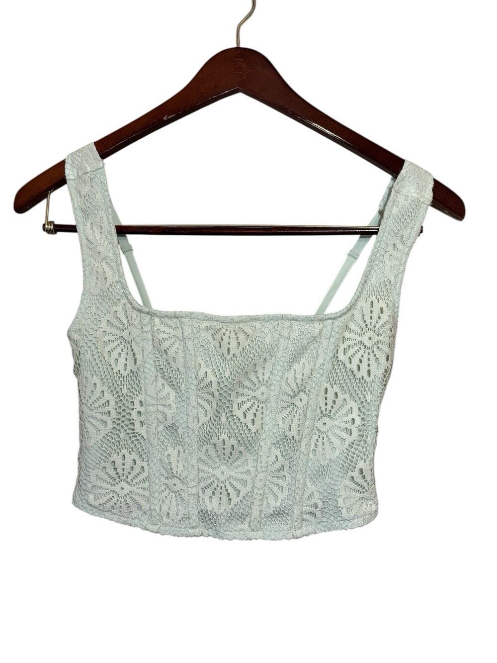 American Eagle Outfitter Smocked Crochet Cropped Corset Style Top Coquette Small